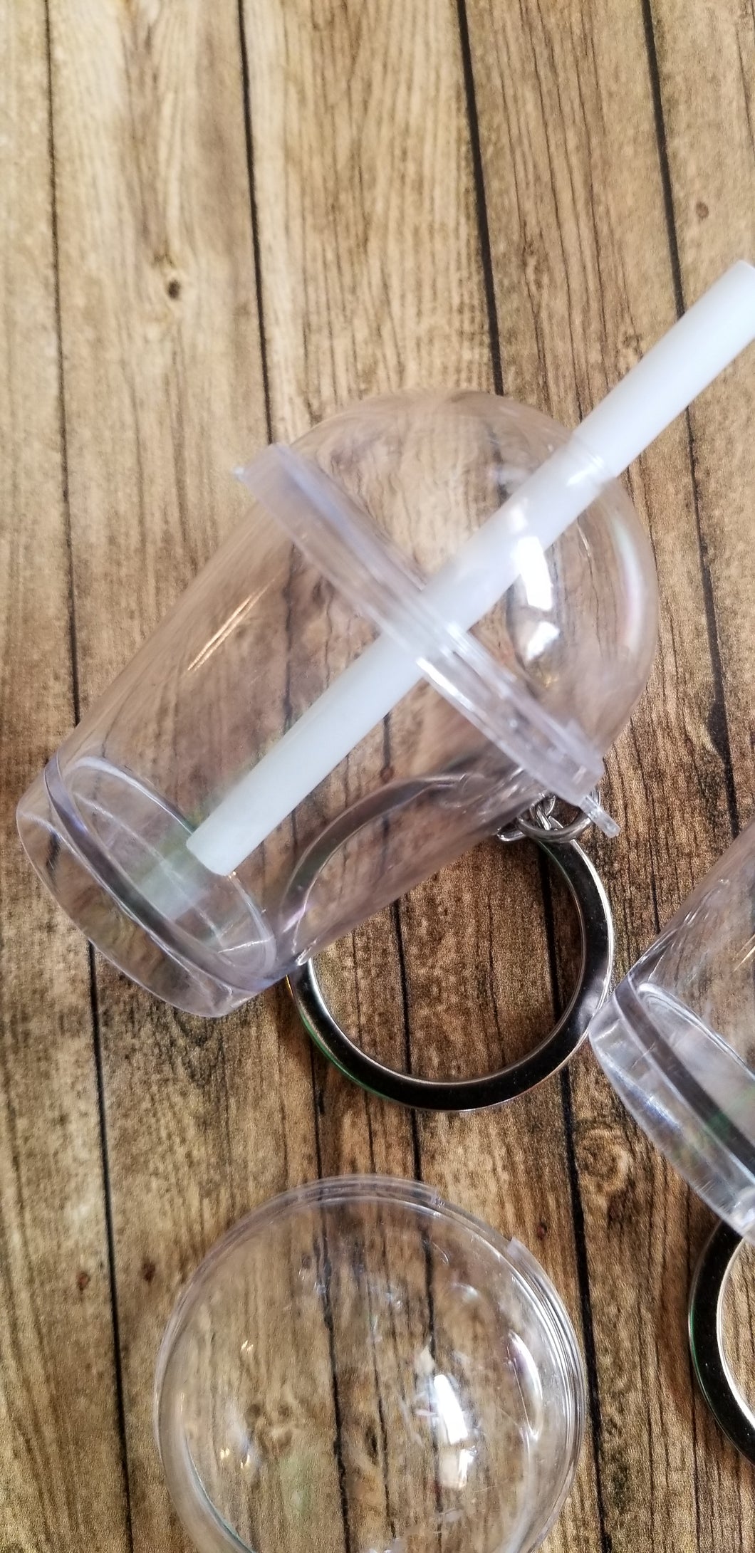 Set of 10 complete Mini Dome Cup Keychain with straw