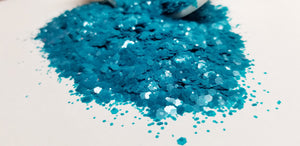 Neon blue chunky glitter mix