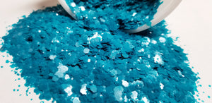Neon blue chunky glitter mix